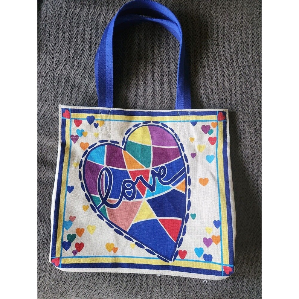 Brighton Cherished Love Tote Keep Love In Your Heart Canvas Bag Multi Color